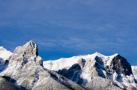 Close-up of the three sisters mountain, Canmore, Alberta, Canadaの写真素材
