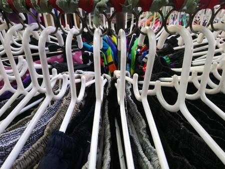 Clothes hangers in the marketの素材