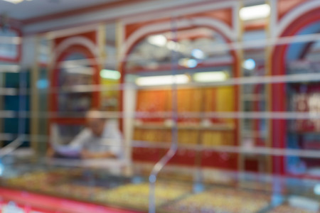 gold shop and cage for safe, blur pictureの写真素材