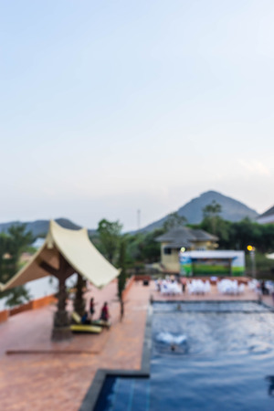swimming pool among hill , blur for backgroundの写真素材
