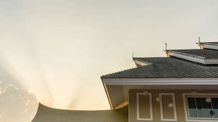 house roof and sunshine in eveningの写真素材
