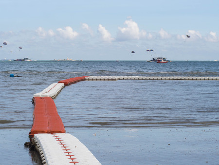 pontoon in the sea, protect swimimg people from boat hitの写真素材
