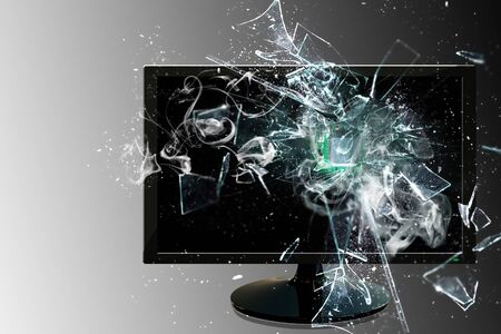 Burst through the screenの写真素材