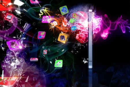 Spread phone icon 3dの写真素材