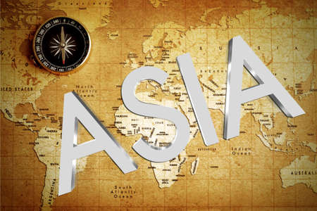 Map continent is Asia 3Dの写真素材