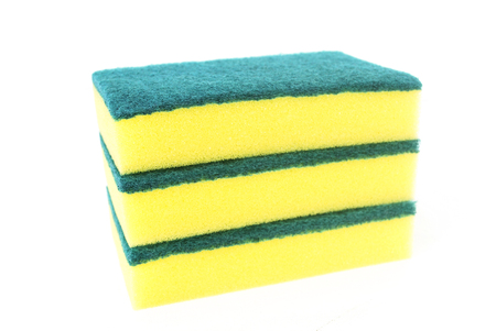 Sponge yellow white background.の写真素材