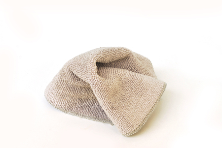 Chamois cleaning cloth for utensils.white background.の写真素材