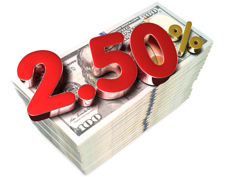 2.50 Percent 3D rendering on white background.