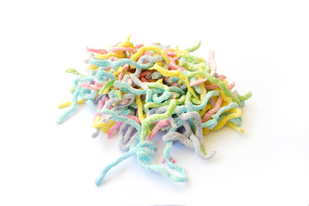 Sweet rice gnocchi in coconut milk .Crab flouron white background.の写真素材