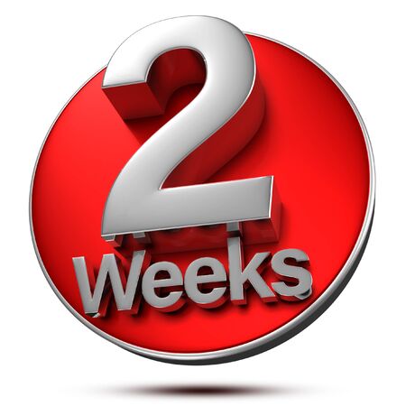 2 Weeks 3d rendering on white background.(with Clipping Path).の写真素材
