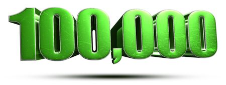 1 hundred thousand numbers green 3d rendering on white background.の写真素材