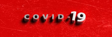 3D illustration Covid-19 Placed on a red floor.の写真素材