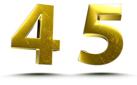 3D illustration Numbers 4 and 5 Gold isolated on a white background.
