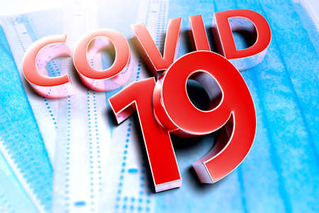 Covid 19 Put on a mask illustration 3D rendering.