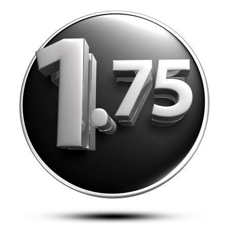 1.75 numbers 3D illustration on white backgroundの写真素材