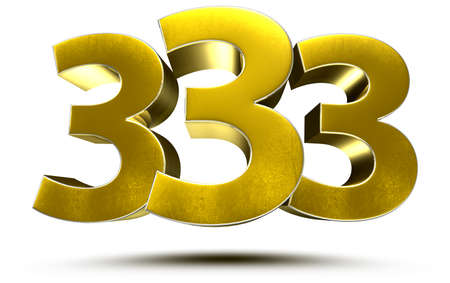 333 numbers 3D illustration on white background with clipping path.の写真素材