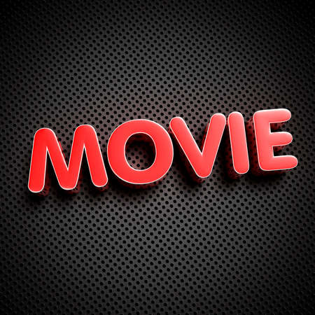 Movie red 3D illustration on the black grid.