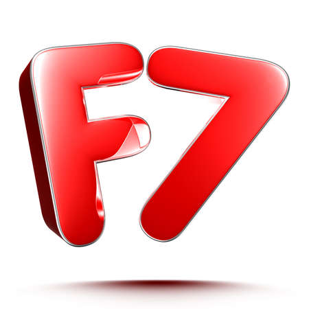 F7 red 3D illustration on white background