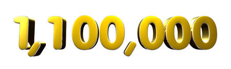 1100000 gold of silver 3D illustration on white background