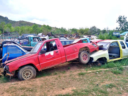 Old car storage that is no longer used. Car cemetery.