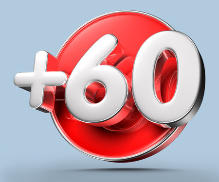 Plus 60 3D illustration on light gray background have work path. Advertising signs. Product design. Product sales.の写真素材