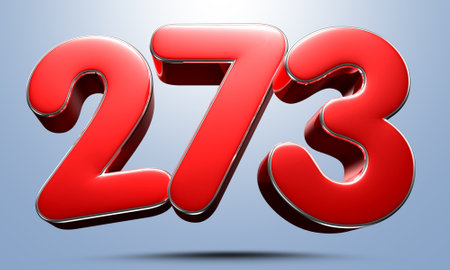 Number 273 red 3D illustration on light blue background have work path. Advertising signs. Product...