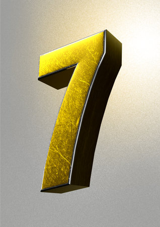 7 gold 3D illustration on background gray diamond have work path. Advertising signs. Product design....