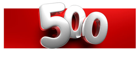 White number 500 over a red text box 3D illustration on white background have work path. Advertising...