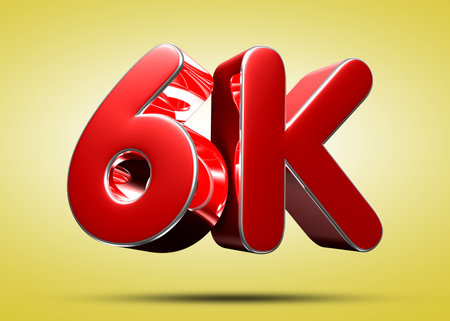 6K red 3D illustration on light yellow background have work path. Advertising signs. Product design. Product sales. Product code.の写真素材