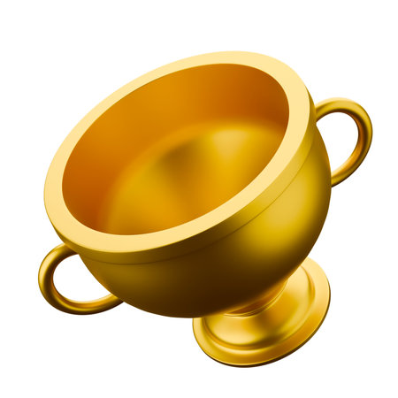 Golden trophy 3D rendering on white background have work path.の写真素材