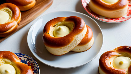 Cristinas - sweet bread with cream or custard inside. It is usually served during festivals or special occasions.の素材