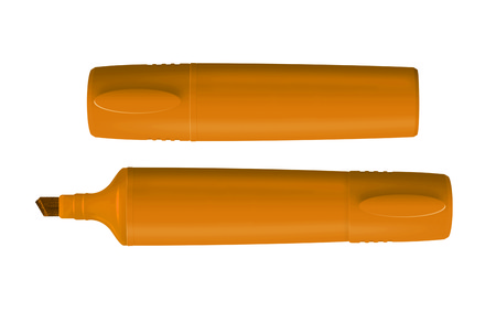 Orange highlighter on white の写真素材