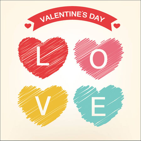 LOVE Happy Valentine's day cardのイラスト素材