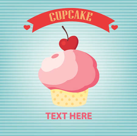 card with cup cake  vector illustrationのイラスト素材
