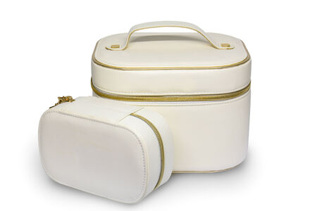 Makeup bag isolated white backgroundの写真素材