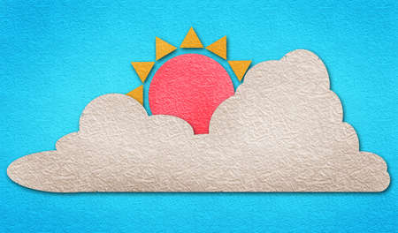 sun and cloud watercolor on paperの写真素材
