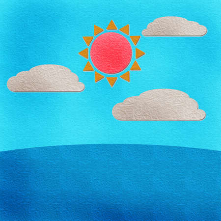 ocean scene watercolor on paperの写真素材