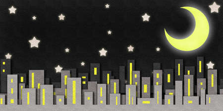 city night scene watercolor on paperの写真素材