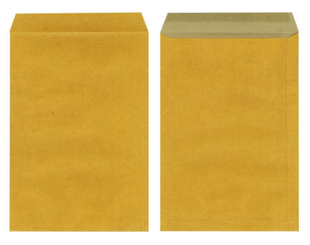 brown envelope isolated on whiteの写真素材
