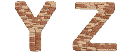 The alphabet brick wall on white background Y Zの写真素材