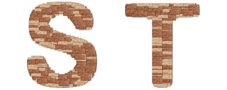 The alphabet brick wall on white background S Tの写真素材