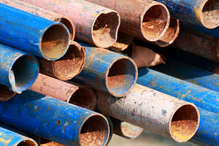The old damaged rusty pipeの写真素材
