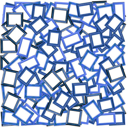 The blue photo frame background on whiteの写真素材