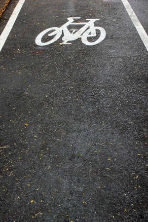 The bicycle line painted on the roadの写真素材