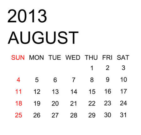 The simple calendar year 2013 augustの写真素材