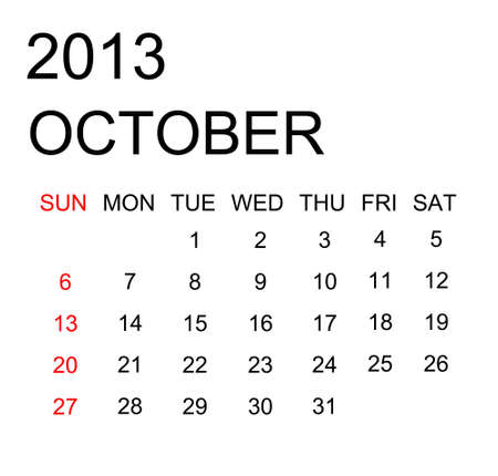 The simple calendar year 2013 octoberの写真素材