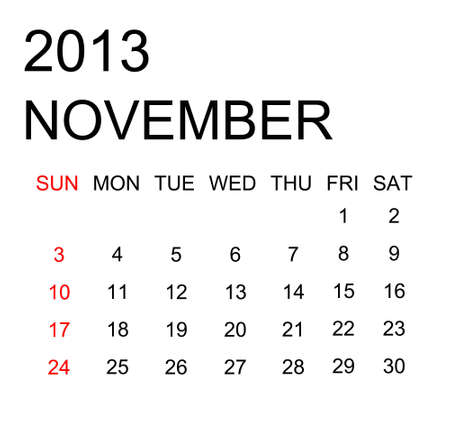 The simple calendar year 2013 novemberの写真素材