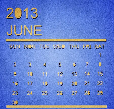 The paper calendar year 2013 juneの写真素材