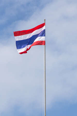 thai flag with blue skyの写真素材