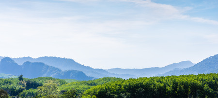 panorama of green hill mountain view at Surat Thani province, Thailandの写真素材